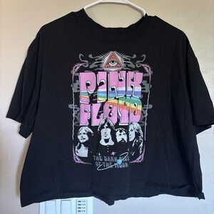 Pink Floyd Womans Band Crop Too Tee with Rainbow Graphic